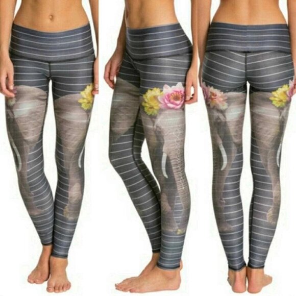 Teeki Hot Pants Leggings Love the Elephant Pattern - Picture 1 of 4
